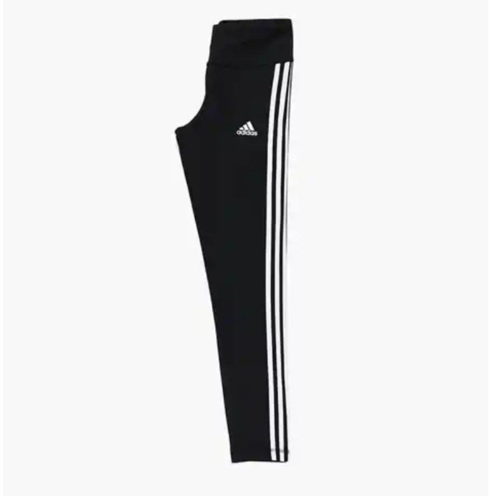 ADIDAS- Girls (M) Black Climate leggings with white stripe